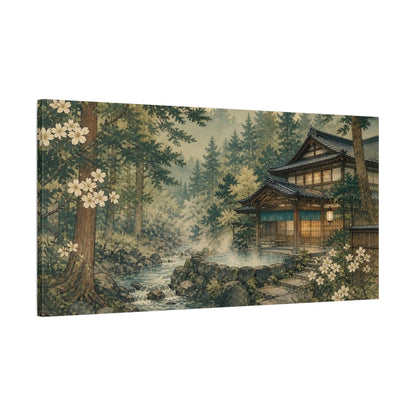 Main Mockup. Japanese Bathhouse Retreat shown as canvas print