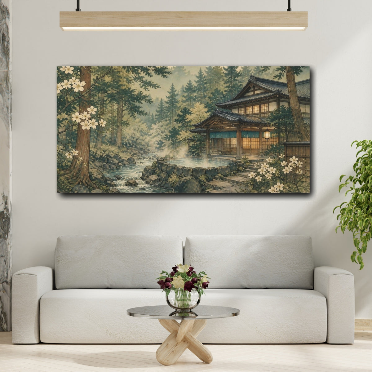 Mockup 2. Japanese Bathhouse Retreat shown as canvas print