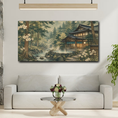 Mockup 2. Japanese Bathhouse Retreat shown as canvas print