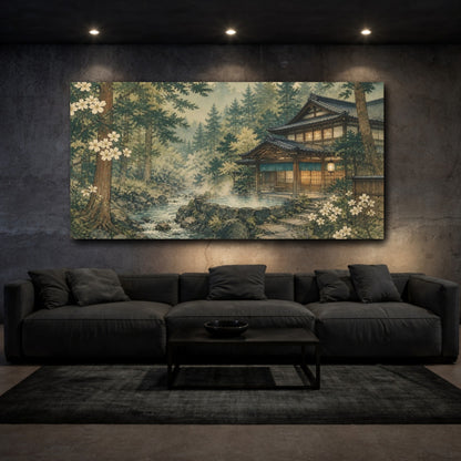 Mockup 3. Japanese Bathhouse Retreat shown as canvas print