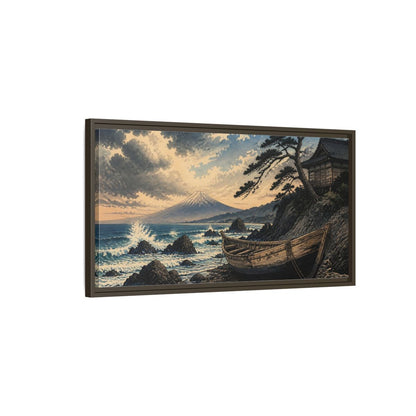 Main Mockup. Japanese Boat At Fuji shown as framed canvas print
