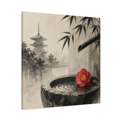 Main Mockup. Japanese Camellia Basin shown as canvas print