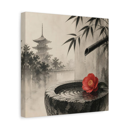 Side Mockup 8. Japanese Camellia Basin shown as canvas print