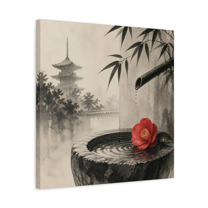 Side Mockup 5. Japanese Camellia Basin shown as canvas print