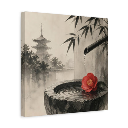 Side Mockup 7. Japanese Camellia Basin shown as canvas print