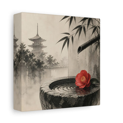 Side Mockup 2. Japanese Camellia Basin shown as canvas print