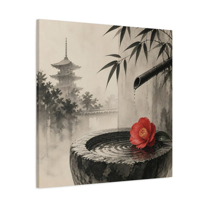 Side Mockup 3. Japanese Camellia Basin shown as canvas print