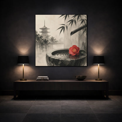Mockup 3. Japanese Camellia Basin shown as canvas print