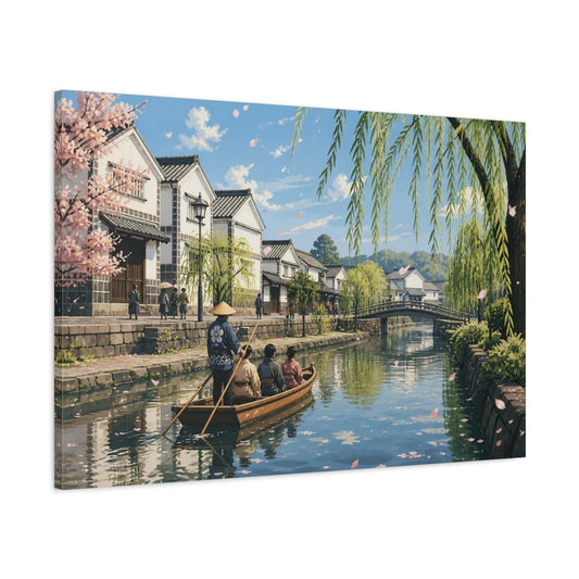 Main Mockup. Japanese Canal Boat shown as canvas print