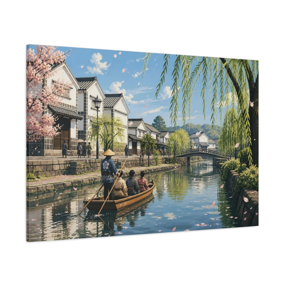 Side Mockup 1. Japanese Canal Boat shown as canvas print