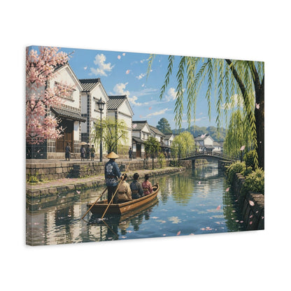 Side Mockup 3. Japanese Canal Boat shown as canvas print