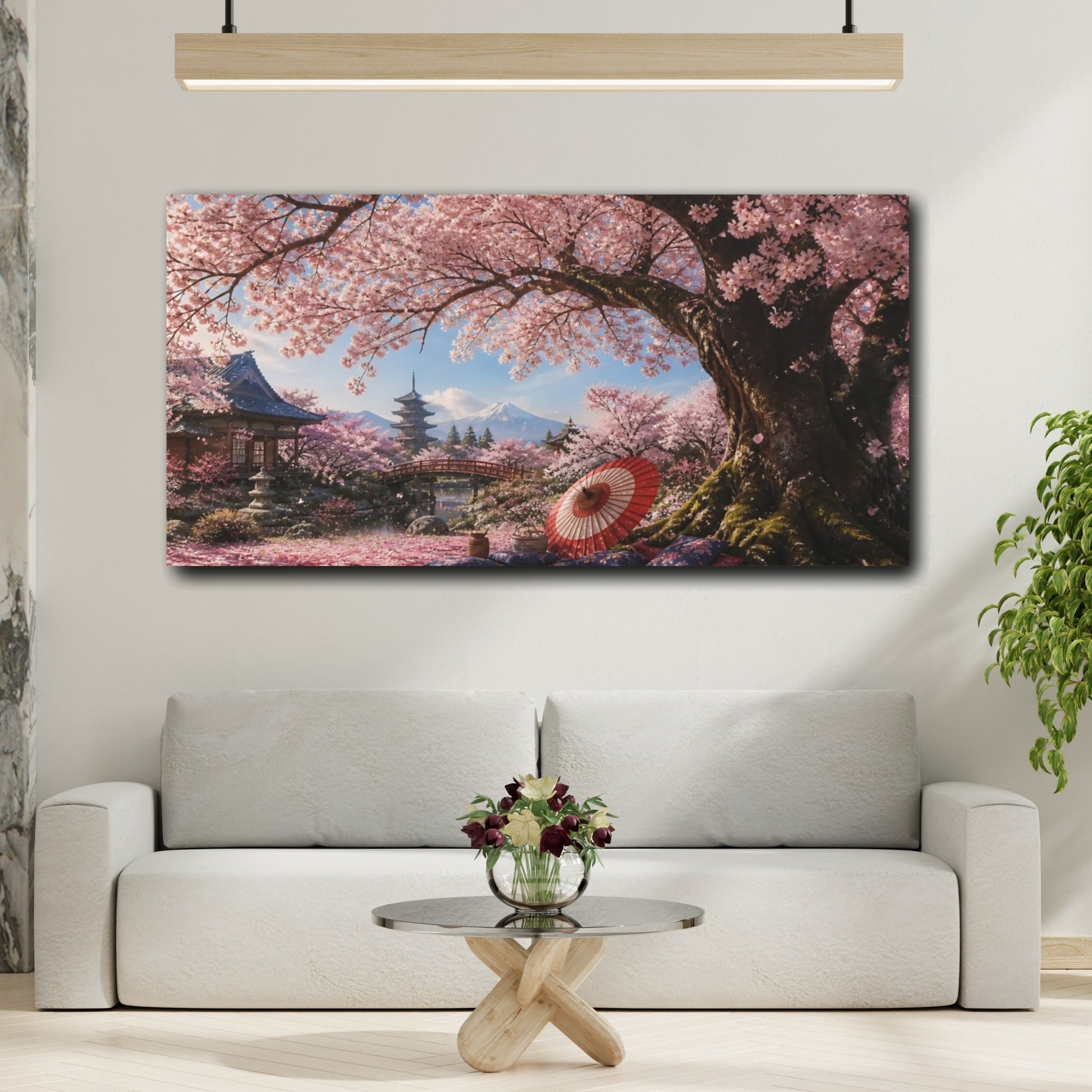 Mockup 2. Japanese Cherry Tree Picnic shown as canvas print