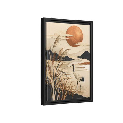 Side Mockup 6. Japanese Crane At Copper Moon shown as framed canvas print