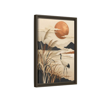 Side Mockup 5. Japanese Crane At Copper Moon shown as framed canvas print