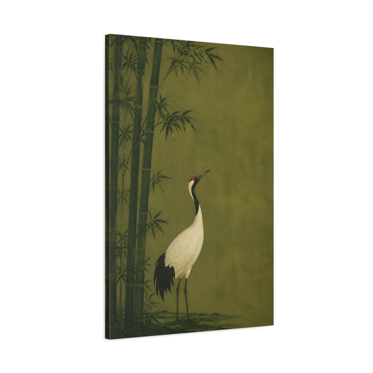 Main Mockup. Japanese Crane In Bamboo shown as canvas print