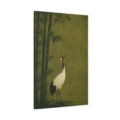 Main Mockup. Japanese Crane In Bamboo shown as canvas print