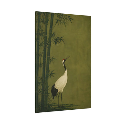 Side Mockup 1. Japanese Crane In Bamboo shown as canvas print