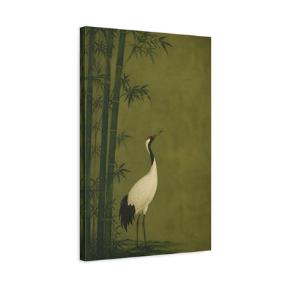 Side Mockup 3. Japanese Crane In Bamboo shown as canvas print