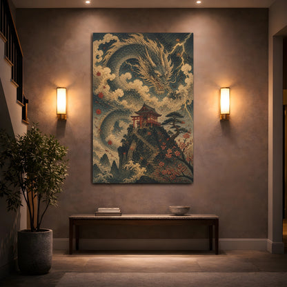 Mockup 2. Japanese Dragon Shrine shown as canvas print