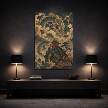 Mockup 3. Japanese Dragon Shrine shown as canvas print