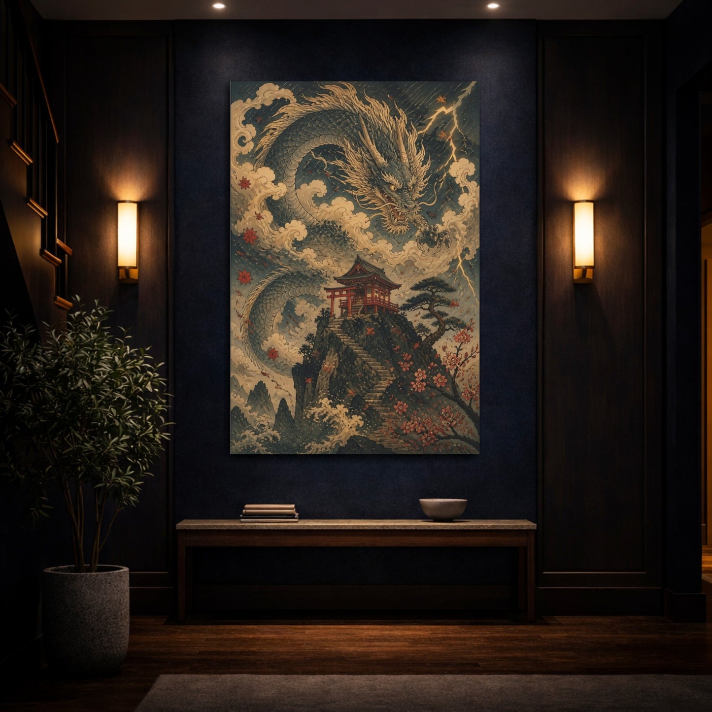 Mockup 4. Japanese Dragon Shrine shown as canvas print