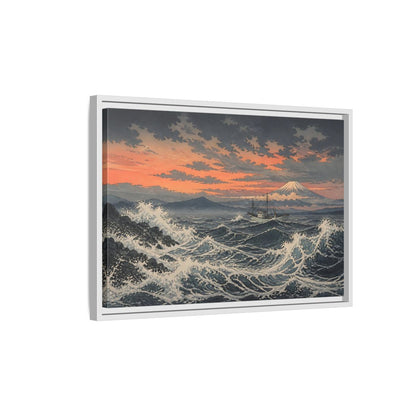 Side Mockup 1. Japanese Fishing Boat At Sea shown as framed canvas print