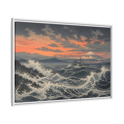 Side Mockup 9. Japanese Fishing Boat At Sea shown as framed canvas print