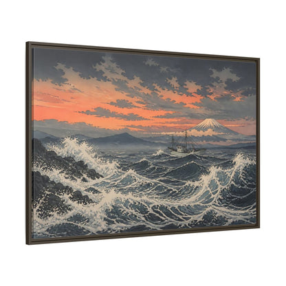 Side Mockup 8. Japanese Fishing Boat At Sea shown as framed canvas print