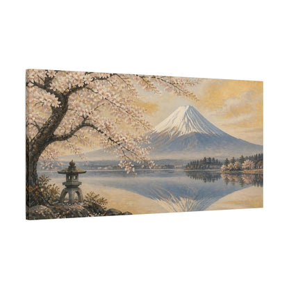 Main Mockup. Japanese Fuji Cherry Blossoms shown as canvas print