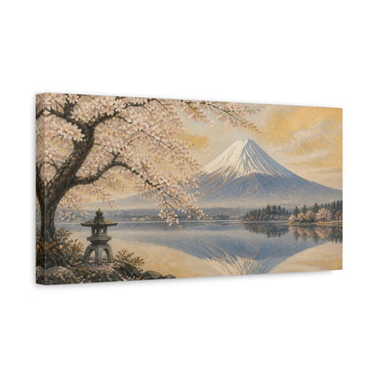 Side Mockup 3. Japanese Fuji Cherry Blossoms shown as canvas print