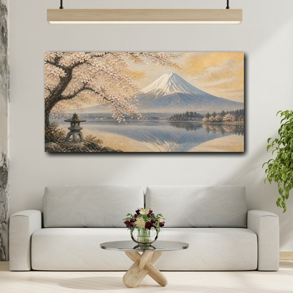Mockup 2. Japanese Fuji Cherry Blossoms shown as canvas print