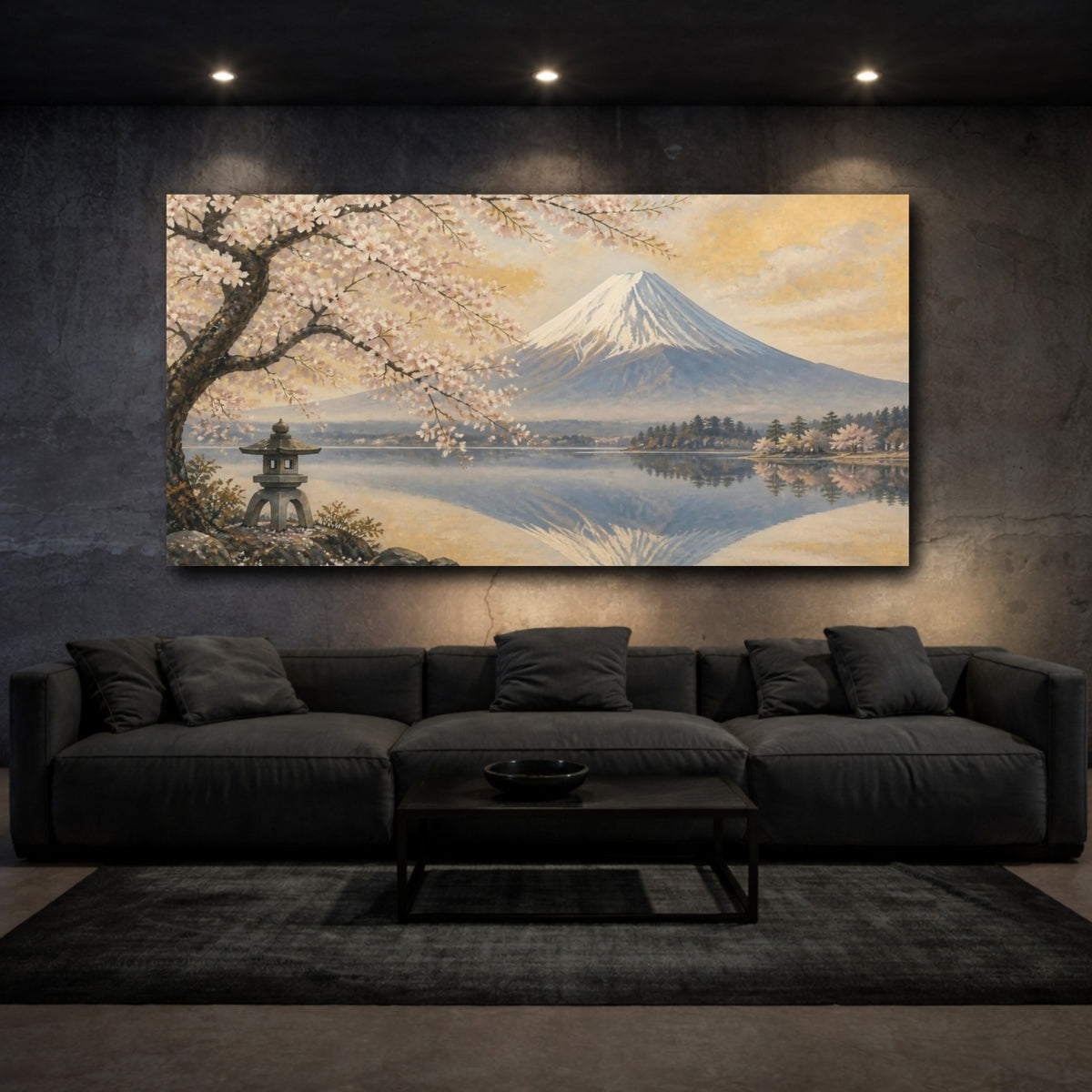 Mockup 3. Japanese Fuji Cherry Blossoms shown as canvas print