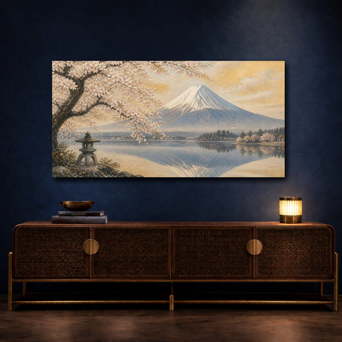 Mockup 4. Japanese Fuji Cherry Blossoms shown as canvas print