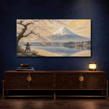 Mockup 4. Japanese Fuji Cherry Blossoms shown as canvas print