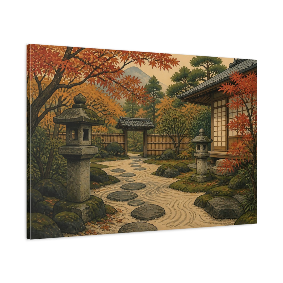 Main Mockup. Japanese Garden Path shown as canvas print