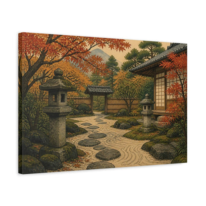 Side Mockup 3. Japanese Garden Path shown as canvas print