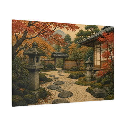 Side Mockup 1. Japanese Garden Path shown as canvas print