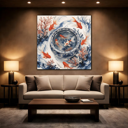 Mockup 2. Japanese Goldfish Basin shown as canvas print