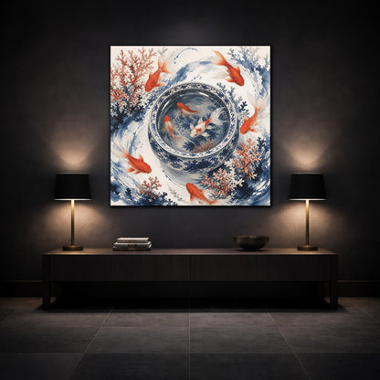 Mockup 3. Japanese Goldfish Basin shown as canvas print