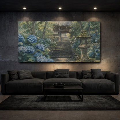 Mockup 3. Japanese Hydrangea Temple Steps shown as canvas print