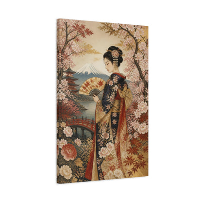 Side Mockup 2. Japanese Kimono Fan Portrait shown as canvas print