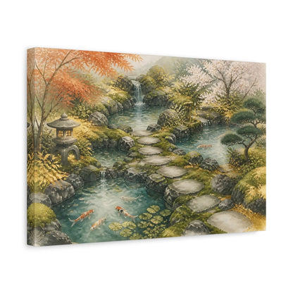 Side Mockup 4. Japanese Koi Garden Path shown as canvas print