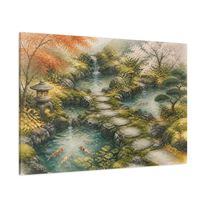 Side Mockup 1. Japanese Koi Garden Path shown as canvas print