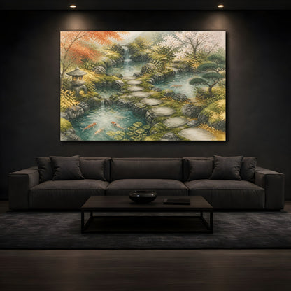 Mockup 3. Japanese Koi Garden Path shown as canvas print