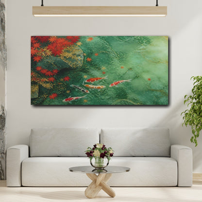 Mockup 2. Japanese Koi Jade Pond shown as canvas print