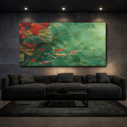 Mockup 3. Japanese Koi Jade Pond shown as canvas print