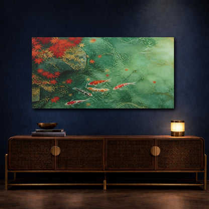 Mockup 4. Japanese Koi Jade Pond shown as canvas print