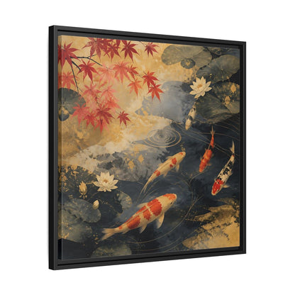 Side Mockup 31. Japanese Koi Pond Harmony shown as framed canvas print