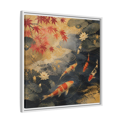 Side Mockup 26. Japanese Koi Pond Harmony shown as framed canvas print