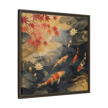 Side Mockup 27. Japanese Koi Pond Harmony shown as framed canvas print